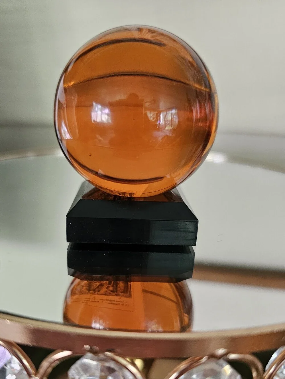 Amber Scrying FengShui (50mm) Crystal Ball w/Stand